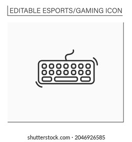 Keyboard line icon. Technical equipment for playing video games. Cybersport concept. Isolated vector illustration.Editable stroke