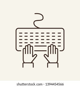 Keyboard line icon. Typing, computer, email. Author concept. Can be used for topics like journalist, work, inputting data