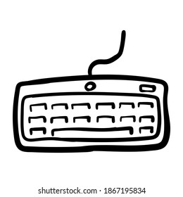 keyboard lineart vector illustration icon design template with doodle hand drawn style