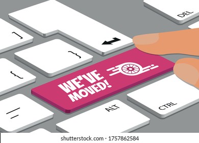 Teclado Con Color Magenta Hemos Movido Botón - Computadora O Portátil Con Dedos - Ilustración Vector