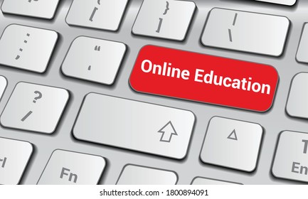 el teclado se burla de los botones rojos que dicen educación en línea