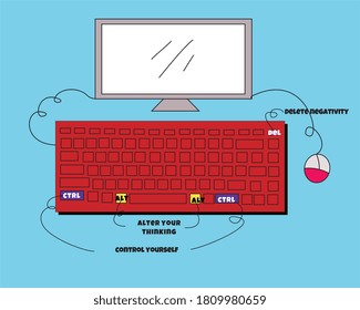 keyboard motivation quote in illustration.alt ctrl del