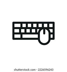 Keyboard mouse combo isolated icon, wireless keyboard and mouse set outline vector icon with editable stroke