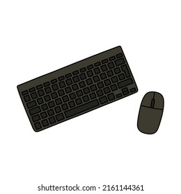 keyboard and mouse doodle icon, vector illustration