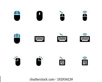 Keyboard and mouse duotone icons on white background. Vector illustration.