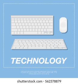 Keyboard and mouse flat vector illustration EPS 10