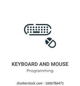 Keyboard and mouse glyph icon vector on white background. Flat vector keyboard and mouse icon symbol sign from modern programming collection for mobile concept and web apps design.