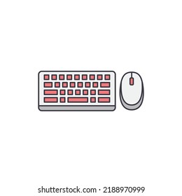 keyboard and mouse icon in color, isolated on white background 