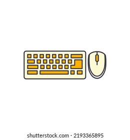keyboard and mouse icon in color, isolated on white background 