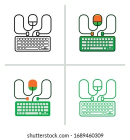 Keyboard and Mouse icon. Graphic element illustration with different style on white background. Vector Illustration. 