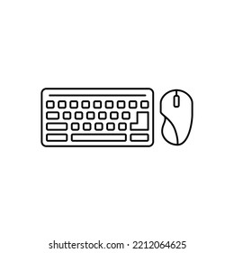 keyboard and mouse icon in line style icon, isolated on white background