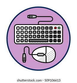 Keyboard and mouse pad vector icon in line style. Computer, network and mobile devices. Network connections. Advertisements, signs, stickers, web banners, web sites. Isolated on a white background