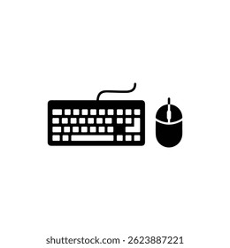 Keyboard and Mouse Side by Side Icon Black Filled