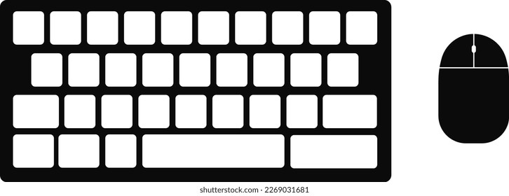 Ilustración vectorial de símbolos de teclado y ratón. Iconos del dispositivo informático