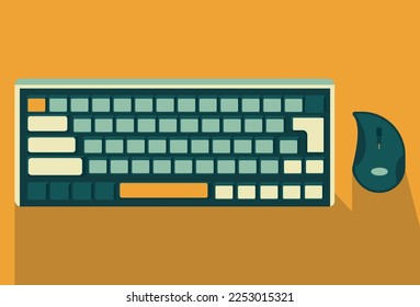 Keyboard and mouse wireless flat illustration 