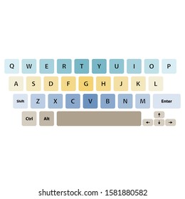 Keyboard with multi-colored buttons.Vector illustration.