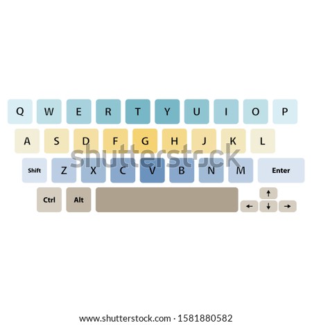 Keyboard with multi-colored buttons.Vector illustration.