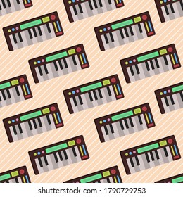 keyboard music instrument seamless pattern vector illustration 