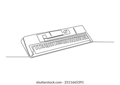 Instrumento musical do teclado desenho contínuo de uma linha. Ilustração de arte de linha única de música de teclado eletrônico. Vetor editável.