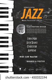 Keyboard, Musical instrument design realistic style and A4 poster music festival layout for commercial vector. Musical instrument and music concept.