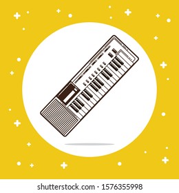 keyboard musical instrument line vector illustration