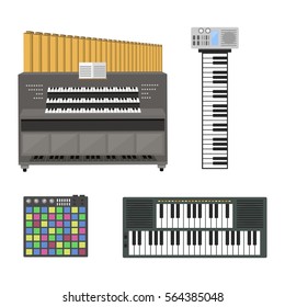Keyboard musical instruments vector illustration.