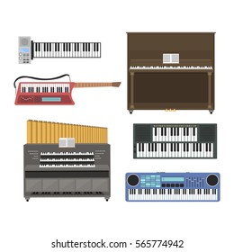 Keyboard musical instruments vector illustration.