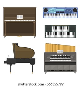 Keyboard musical instruments vector illustration.