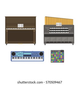 Keyboard musical instruments vector illustration.