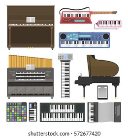 Keyboard musical instruments vector illustration.