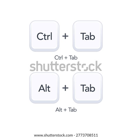 Keyboard navigation shortcuts Ctrl Tab and Alt Tab vector illustration