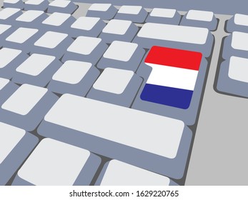 Keyboard with Nederland flag,social network concept,vector illustration