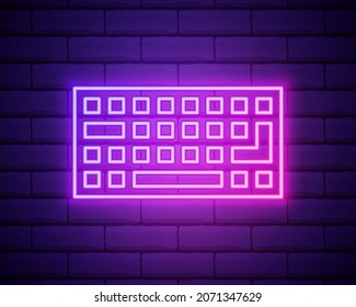 Neonsymbol der Tastatur. Einfache dünne Linie, Umrissvektor von Computerteilsymbolen für ui und ux, Website oder mobile Anwendung.