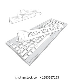 eine Tastatur und eine Zeitungswalze