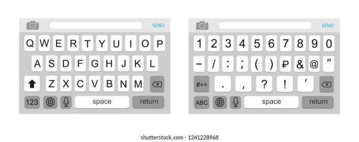 Keyboard on a smartphone. The keyboard design is alphabetic and digital.