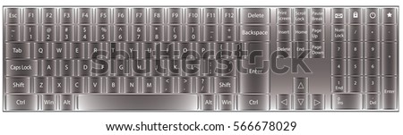 Keyboard with one hundred and seven keys. Vector illustration.