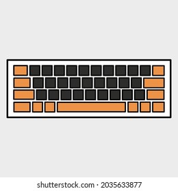 keyboard in orange and black on black background