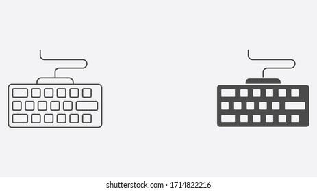 Umriss- und Zeichen-Umriss der Tastatur und des ausgefüllten Vektorsymbol