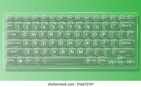 KEYBOARD PC  GLASS WHIT SHADOW GREEN