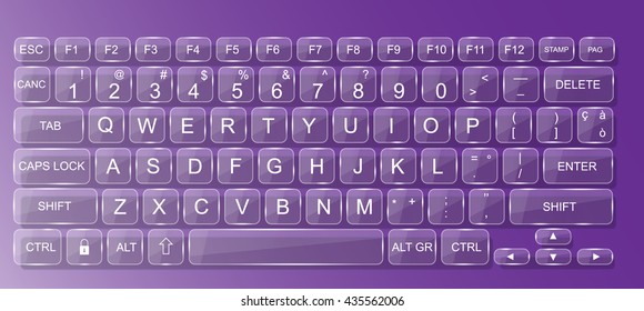 KEYBOARD PC  GLASS WHIT SHADOW TRASPARENT PURPLE