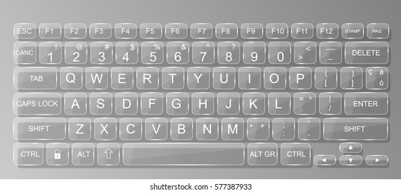 KEYBOARD PC  GLASS WHIT SHADOW TRASPARENT GREY