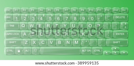 KEYBOARD PC MAC GLASS WHIT SHADOW TRASPARENT GREEN