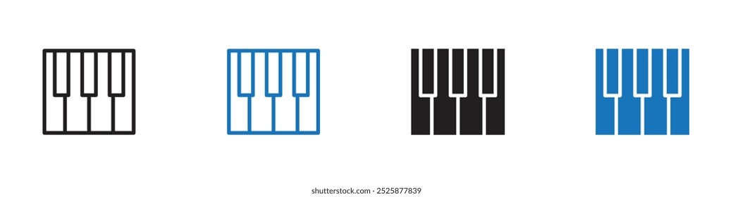 Keyboard piano icon linear graphics set vector in black