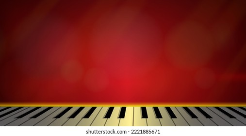 Keyboard piano on red background, Business Presentation Vector Template use for decoration, advertisement design, website or publication, banners and posters, covers and brochures, flyers.