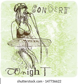 Keyboard player- An hand drawn illustration (sketch) converted into vector picture.