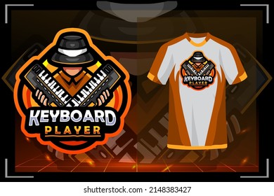 Keyboard Player Mascot. Esport Logo Design