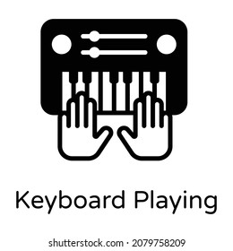 Keyboard playing icon glyph design, premium download