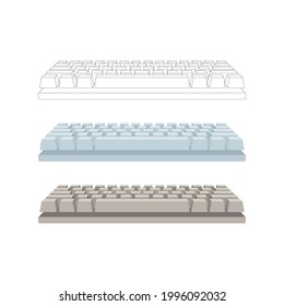 Keyboard. Portable keypad in different colors. Computer input devices vector illustrations set.  Part of office equipment set.