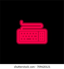 Keyboard red glowing neon ui ux icon. Glowing sign logo vector