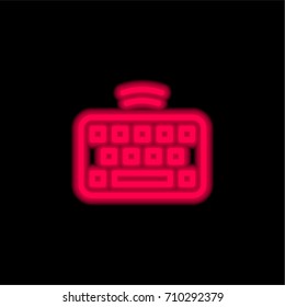Keyboard red glowing neon ui ux icon. Glowing sign logo vector